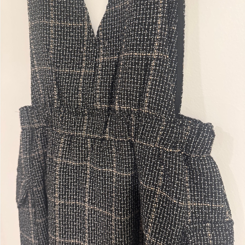 Pink Lily Black Tweed Pinafore Button Front Mini Dress Size Small - Picture 3 of 5